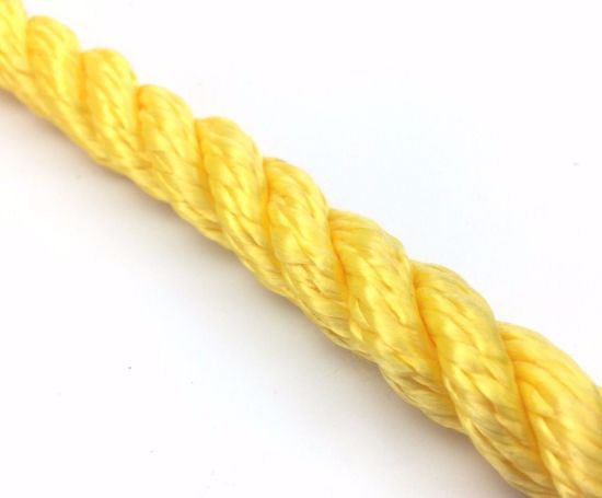 3 hebras de cuerda de cáñamo multifilamento retorcido PP amarillo