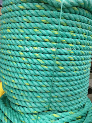 3 hebras de cuerda de pesca verde trenzada de nailon PP de 16 mm