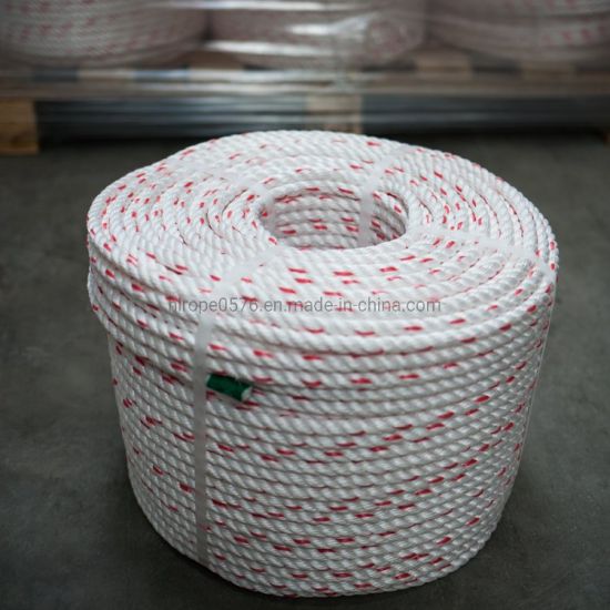 Cuerda de varios hilos de flotador blanco de 10 mm con manchas rojas (bobina de 220 m)